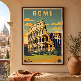 ローマ イタリア コロッセオ 旅行 アート ヴィンテージ ポスター