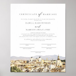 ローマ イタリア スカイライン 結婚証明書 記念品 ポスター