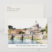 ローマ イタリア ティーベル川 水彩画 イタリアン トラベル ポストカード (正面/裏面)