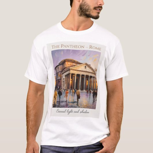 ローマ イタリア パンテオン 水彩画 ヴィンテージ 旅行 Tシャツ (正面)