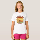 ローマ イタリア ファミリー旅行 コロッセオ 日没 キッズ Tシャツ (正面フル)
