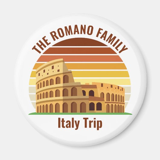 ローマ イタリア 家族旅行 コロッセオ 日没 カスタム マグネット (正面)