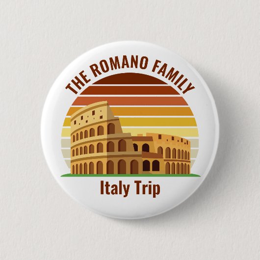ローマ イタリア 家族旅行 コロッセオ 日没 カスタム 缶バッジ (正面)