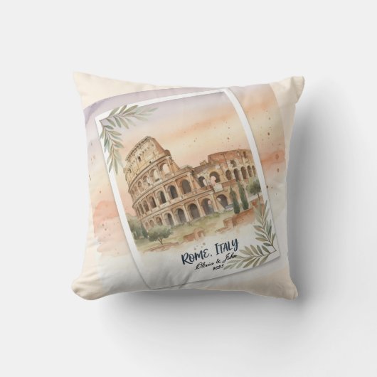 ローマ イタリア 新婚旅行 記念の品 クッション (正面)