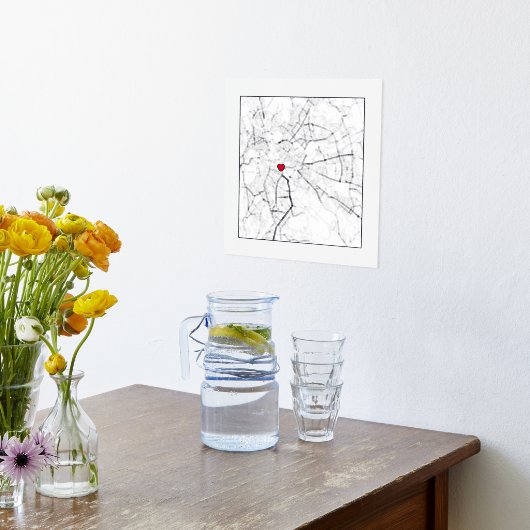 ローマ, イタリア 現代かわいいハート オーダーメイドマップ 箔ポスター (レイダウン (キッチン))