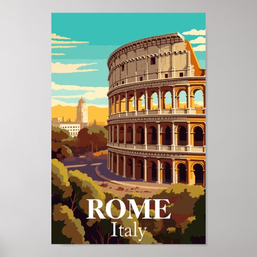 ローマ コロッセオ イタリア 旅行 イラスト ポスター (正面)