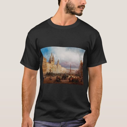 ローマ・ナヴォーナ広場の市場 1850年代 アート Tシャツ (正面)