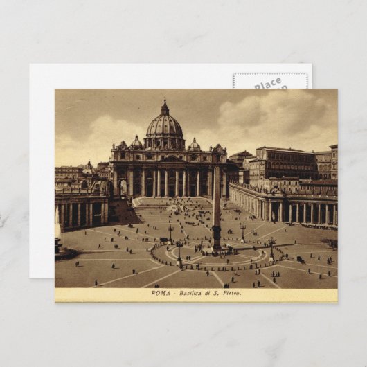 ローマ、バチカン、セントピーターズスクエア ポストカード (正面/裏面)