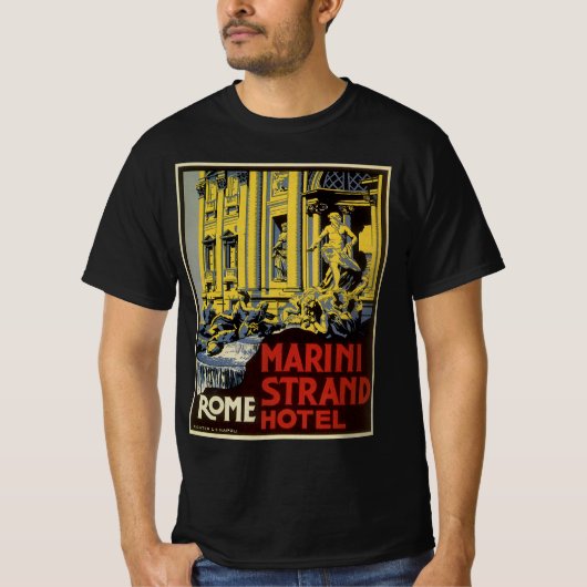 ローマ、マリーニ・ストランド・ホテルのトレヴィの泉 Tシャツ (正面)
