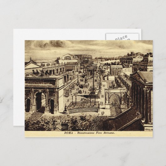 ローマ、ローマ時代のアーティストのImpression of Forum ポストカード (正面/裏面)