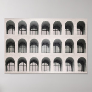 ローマ。白黒写真。モダン構造 ポスター