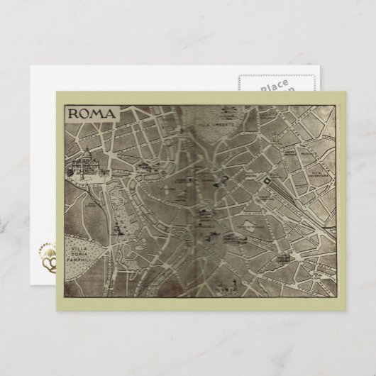 ローマ、19世紀末のデートすることの地図 ポストカード (正面/裏面)