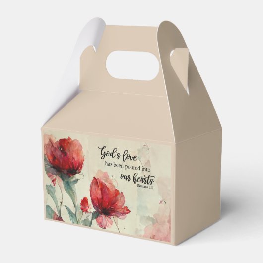 ローマ 5:5 神の愛 聖書の詩句 赤いピンクの花 フェイバーボックス (正面サイド)