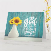 ローマ 8:31 「神が私たちの味方なら、誰が私たちに反対できるでしょうか」 カード (黄色い花)