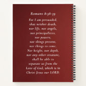 ローマ 8:38-39 神の愛 聖書の詩句 ピンクの花のデザイン ノートブック (裏面)