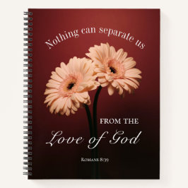ローマ 8:38-39 神の愛 聖書の詩句 ピンクの花のデザイン ノートブック