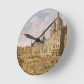ローマ、Piazza Navona、南をPalazzoに向けて ラウンド壁時計 (傾斜)