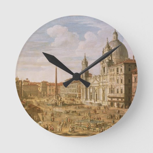 ローマ、Piazza Navona、南をPalazzoに向けて ラウンド壁時計 (正面)