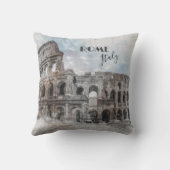ローマItalyコロッセウムトラベルアートヴィンテージ クッション (裏面)