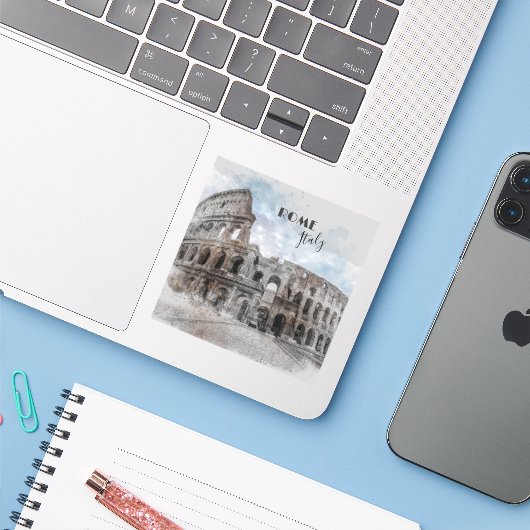 ローマItalyコロッセウムトラベルアートヴィンテージ シール (ノートパソコンとiPhone)
