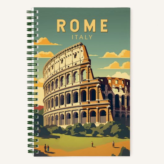 ローマItalyコロッセウムトラベルアートヴィンテージ ノートブック (正面)