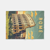 ローマItalyコロッセウムトラベルアートヴィンテージ フリースブランケット (正面(横))