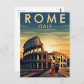 ローマItalyコロッセウムトラベルアートヴィンテージ ポストカード (正面/裏面)