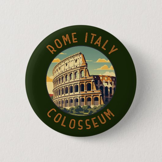 ローマItalyコロッセウムトラベルアートヴィンテージ 缶バッジ (正面)