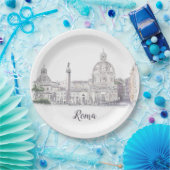 ローマItalyシティシーンドメスオベリスクスケッチ ペーパープレート (パーティー)