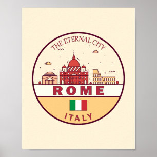 ローマItalyシティスカイラインエンブレム ポスター