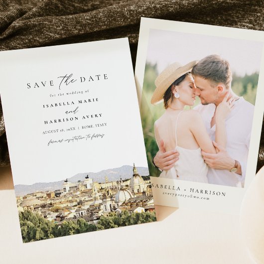 ローマItalyスカイラインの目的地の日付を保存 招待状