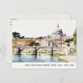 ローマItalyティバーリバーウォーターカラートラベイタリアンル ポストカード (正面/裏面)