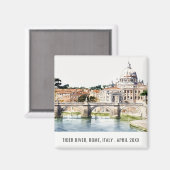 ローマItalyティバーリバーウォーターカラートラベイタリアンル マグネット (正面/裏面)