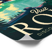 ローマItalyトレビファウンテンイラストレーショントラベルアート ポスター (角)