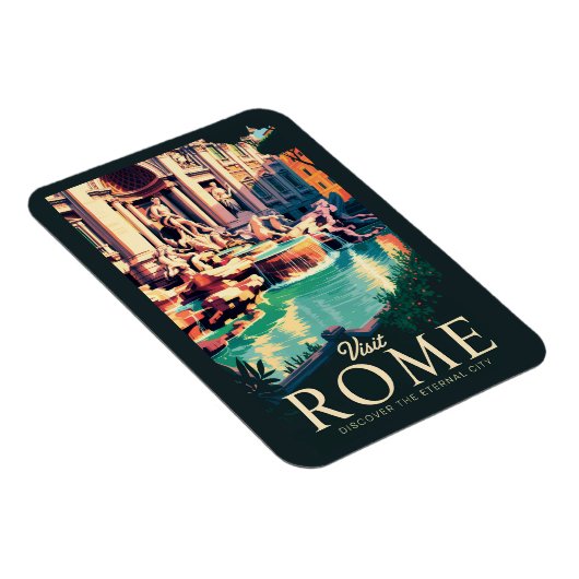 ローマItalyトレビファウンテンイラストレーショントラベルアート マグネット (右側)