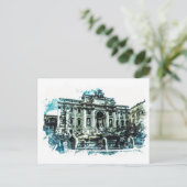 ローマITALYトレビファウンテンウォーター絵画カラーズローマ ポストカード (スタンド正面)
