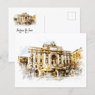 ローマITALYトレビファウンテンウォーター絵画カラーズローマ ポストカード