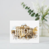 ローマITALYトレビファウンテンウォーター絵画カラーズローマ ポストカード (スタンド正面)