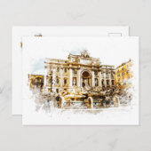 ローマITALYトレビファウンテンウォーター絵画カラーズローマ ポストカード (正面/裏面)
