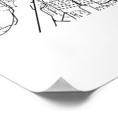 ローマItaly白黒ヨーロッパの都市の地図 ポスター (角)