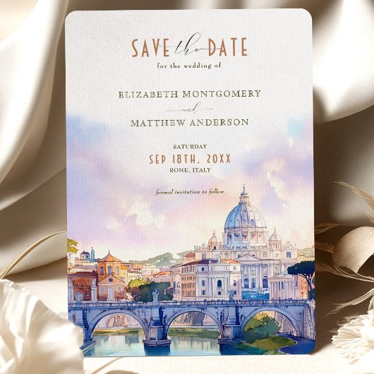 ローマItaly Save the Date St. Peter's Basilica 招待状