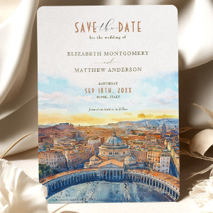 ローマItaly Save the Date St. Peter's Basilica 招待状