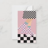 ローモダンラ市松模様にスケートで滑るガールアートチェック ノートカード (正面)