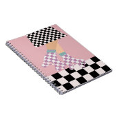 ローモダンラ市松模様にスケートで滑るガールアートチェック ノートブック (右側)