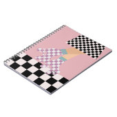 ローモダンラ市松模様にスケートで滑るガールアートチェック ノートブック (左側)