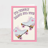 ローラおもしろいスケートで滑るプ結婚ンおめでとう カード (正面)