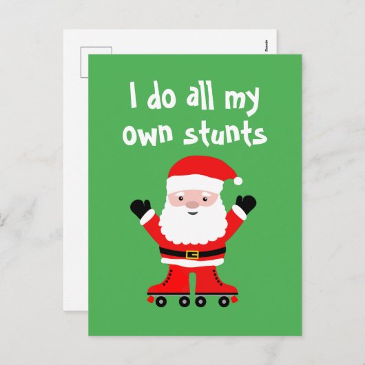 ローラおもしろいーのサンタクロースはクリスマスをスケート シーズンポストカード (正面/裏面)