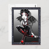 ローラこうもり翼バイクもしくは自転車に乗る人妖精 ポストカード (正面/裏面)