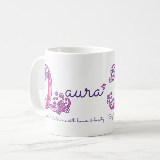 ローラの一流の意味ハートの花Lモノグラムのマグ コーヒーマグカップ (正面左)