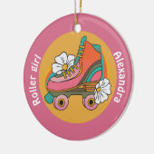 ローラカスタムーのスケート愛好家ピンクの子供のオーナメント セラミックオーナメント (左)